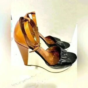 Pazolini Women's Patent Leather Heels Black/Brown Size 36.5